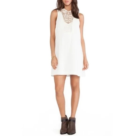 Free People Dresses & Skirts - Free People Maribelle Mini Shift Dress White/Ivory, Crochet, Boho, Size S,